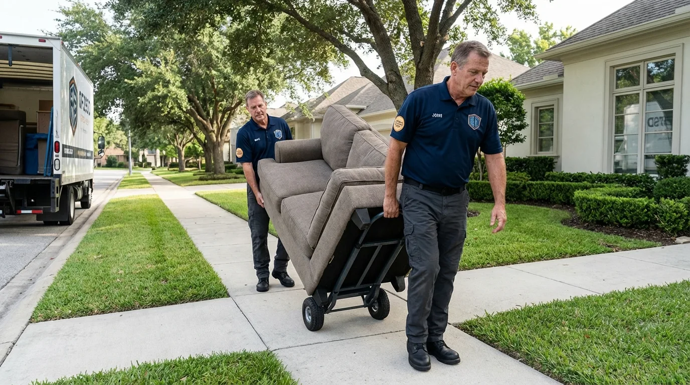 Local residential moving crew loading furniture in Fleming Island, FL