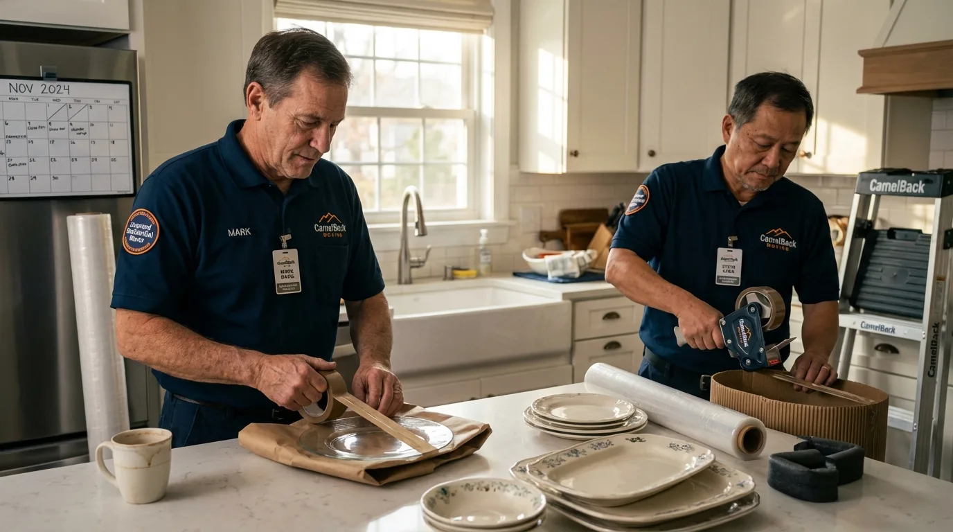 Professional crew packing kitchen dishware in Fleming Island, FL